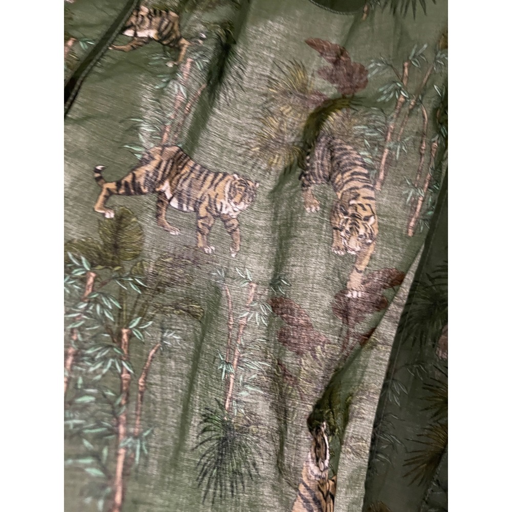 NWT Hartford Safari Tiger Print Camp Shirt‎ XL Green Cotton Button Front - Picture 7 of 10